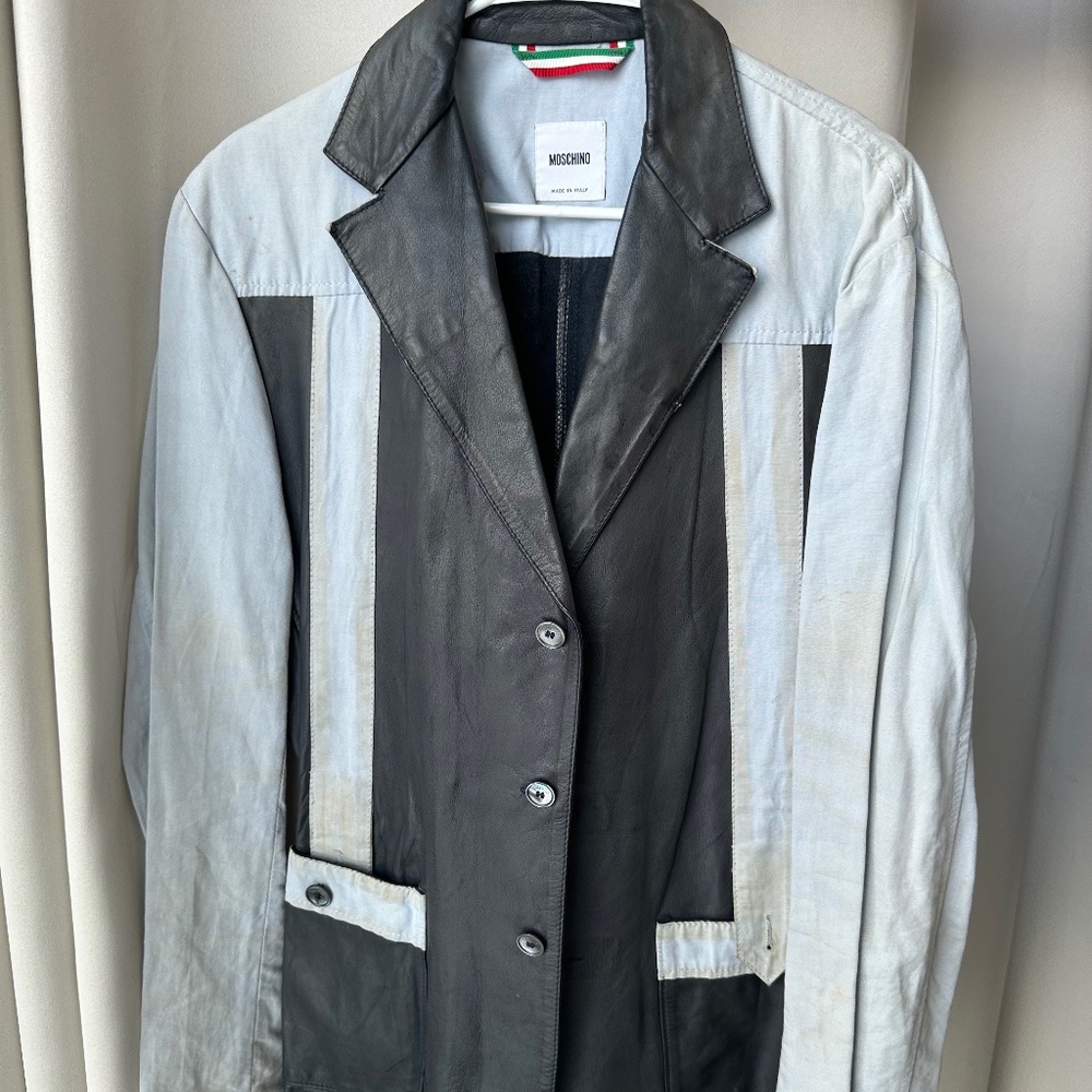 Moschino Leather and Linen Jacket